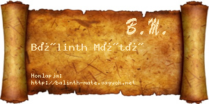 Bálinth Máté névjegykártya
