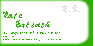 mate balinth business card